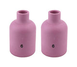 Two size 6 regular large-diameter TIG gas-lens cups