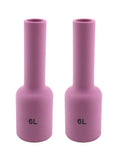 Two size 6L long pink TIG gas-lens cups