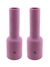 Two size 7L long pink TIG gas-lens cups