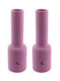 Two size 7L long pink TIG gas-lens cups