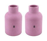 Two size 8 regular large-diameter TIG gas-lens cups