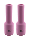 Two size 8L long pink TIG gas-lens cups
