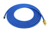 Coiled blue water hose for water-cooled TIG torch assemblies