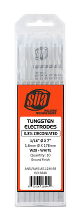 White-tip zirconiated tungsten labeled case