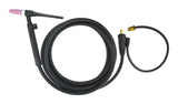 WP-17V TIG torch with one-piece cable and external-gas Dinse adapter