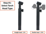 WP-17V rigid and WP-17FV flexible head selection diagram