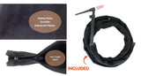 Included nylon zipper cable cover illustrated on a WP-17 TIG torch