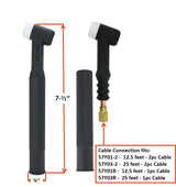 WP-17 torch head dimensions and compatible cable models