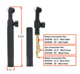 WP-20V valved head dimensions and separate hose connection layout