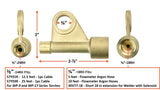 105Z57 dimensions, 3/8-24 cable port and 5/8-18 RH argon connection