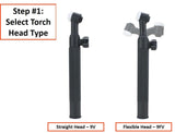 WP-9V rigid and WP-9FV flexible head selection diagram