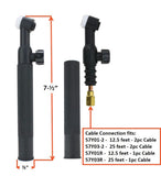 WP-9V head dimensions and cable connection under handle