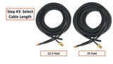Comparison of 12.5 and 25 ft TIG cables