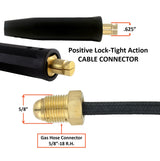 LC-40 plug and TIG gas hose connector dimensions
