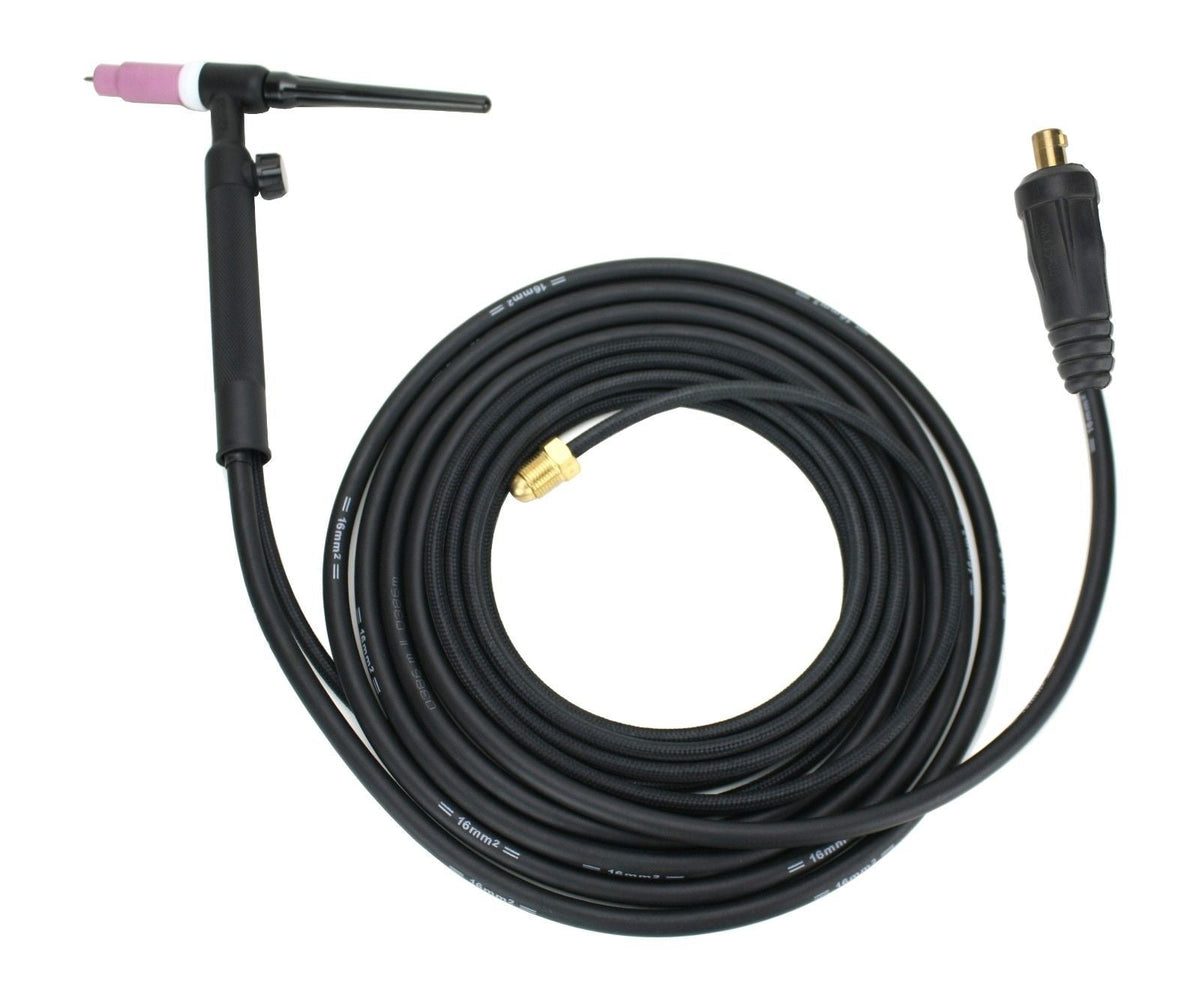 Valve TIG torch with coiled cable and Dinse 10-25 plug