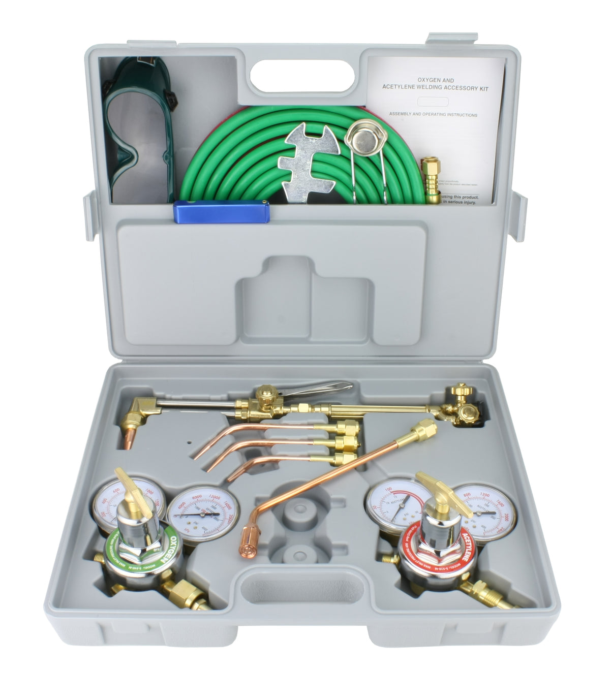 Wyvern V oxy-acetylene torch kit in gray carrying case