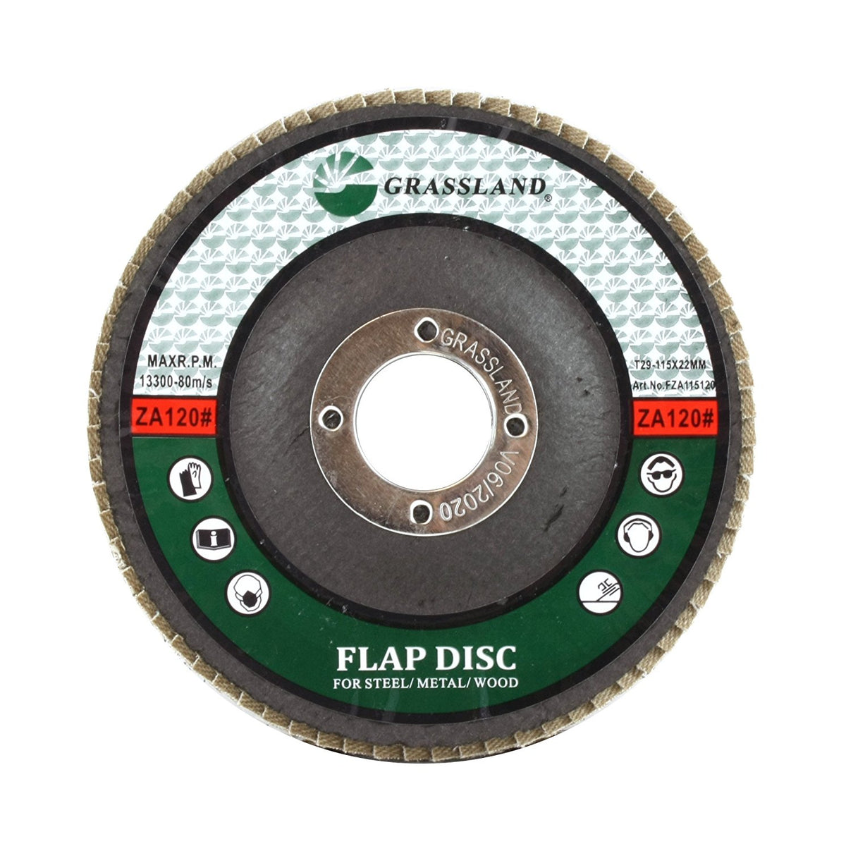 Zirconia Flap Disc, 4-1/2 x 7/8, 120 Grit, T29: label side
