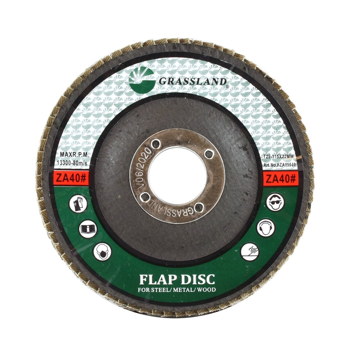 Zirconia Flap Disc, 4-1/2 x 7/8, 40 Grit, T29: label side